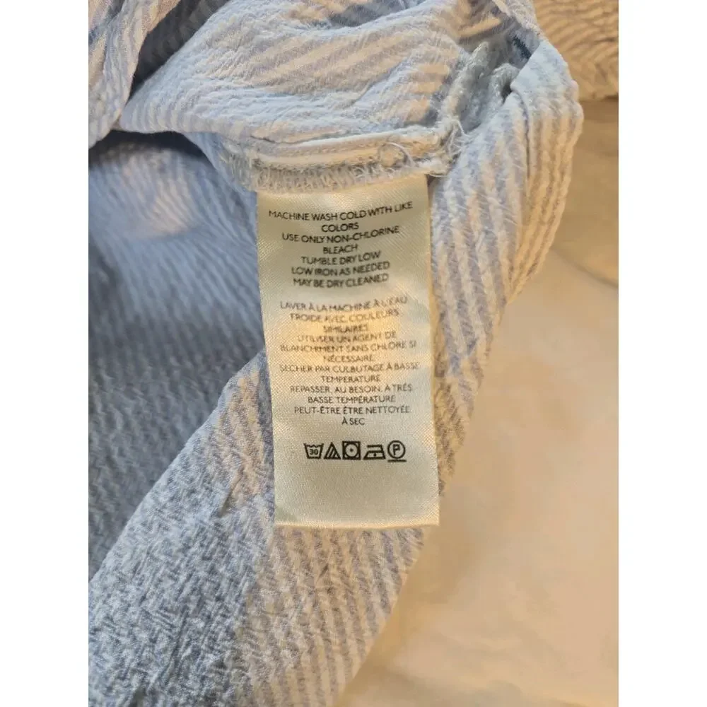 Free People Women's Ellie Stripe Top, Blue Combo Size Medium puff balloon sleeve